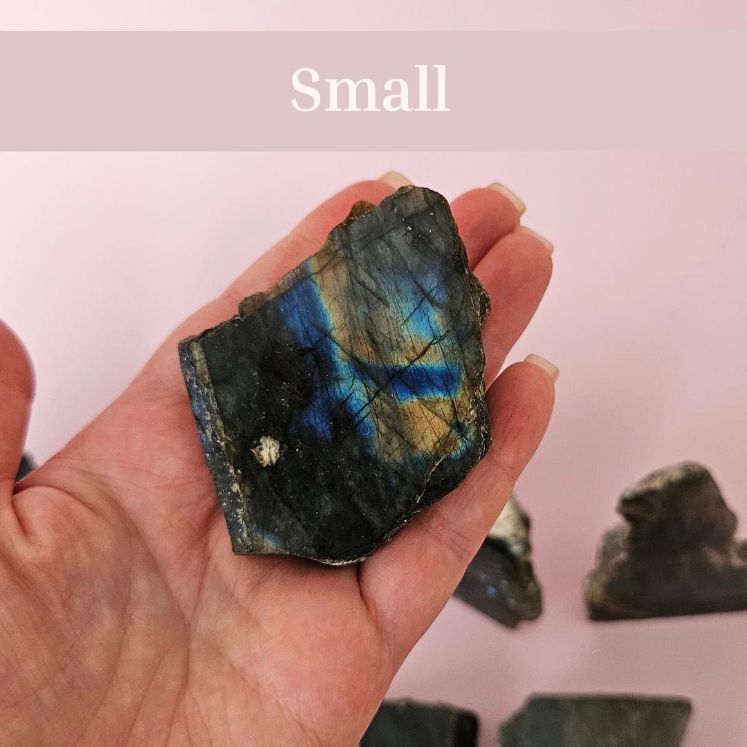Labradorite slab blue gold flash polished raw decor stone high grade n