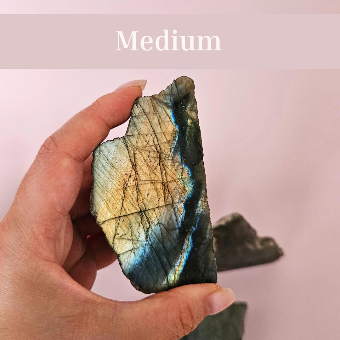 Labradorite slab blue gold flash polished raw decor stone high grade n