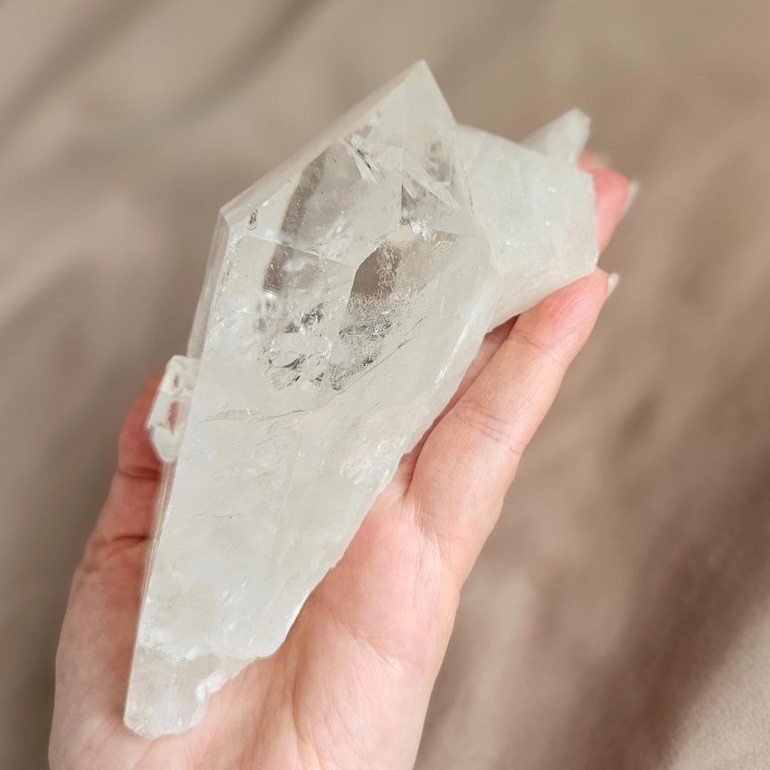 Clear quartz cluster natural clear crystal raw point large quartz spec