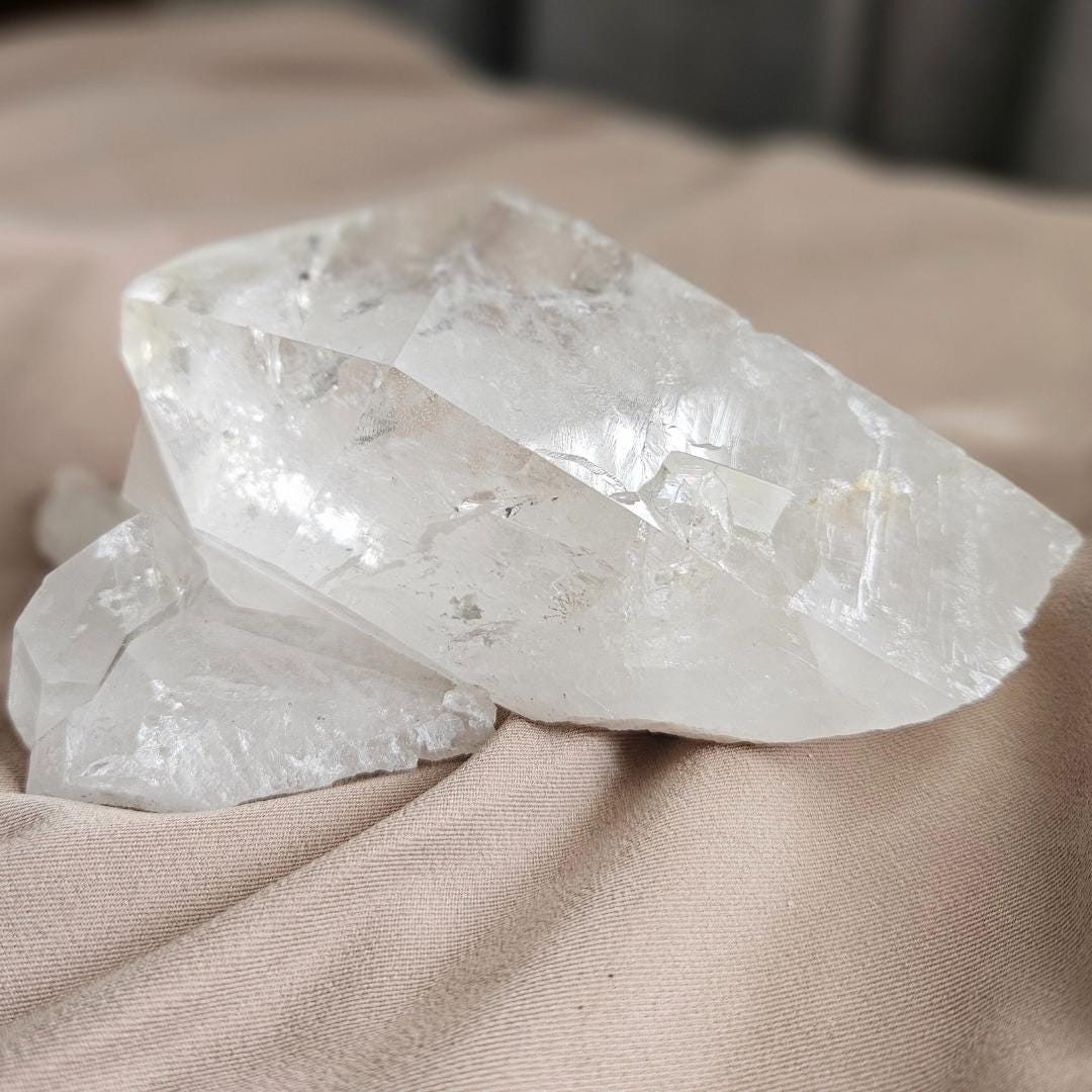 Clear quartz cluster natural clear crystal raw point large quartz spec