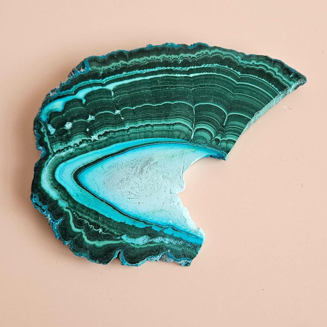 Malachite Chrysocolla Freeform crystal slab green Malacholla stone nat