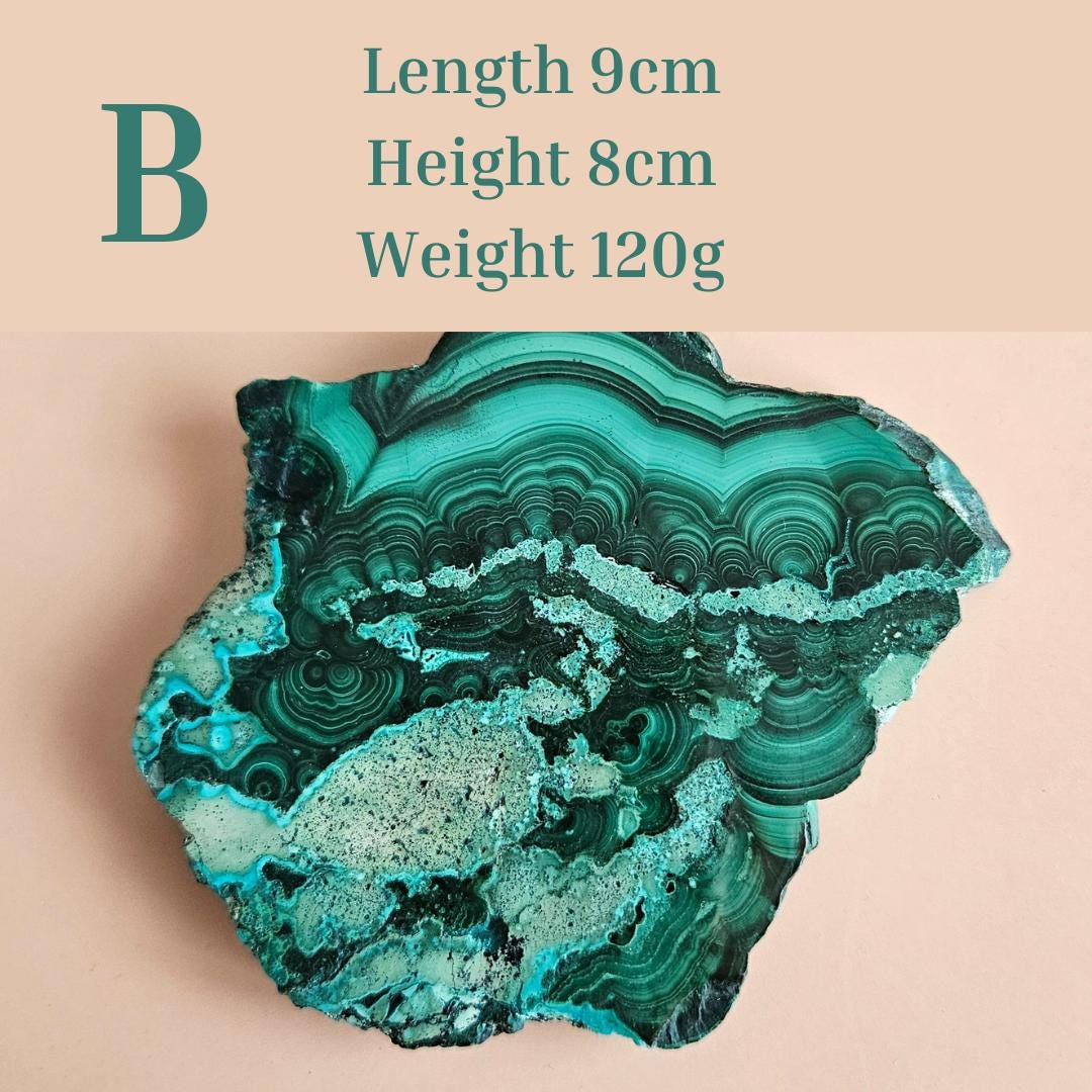Malachite Chrysocolla Freeform crystal slab green Malacholla stone nat
