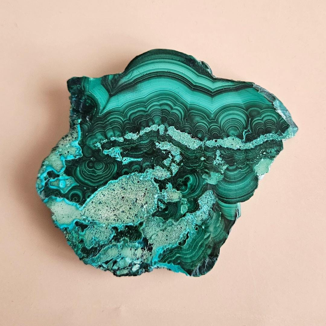 Malachite Chrysocolla Freeform crystal slab green Malacholla stone nat
