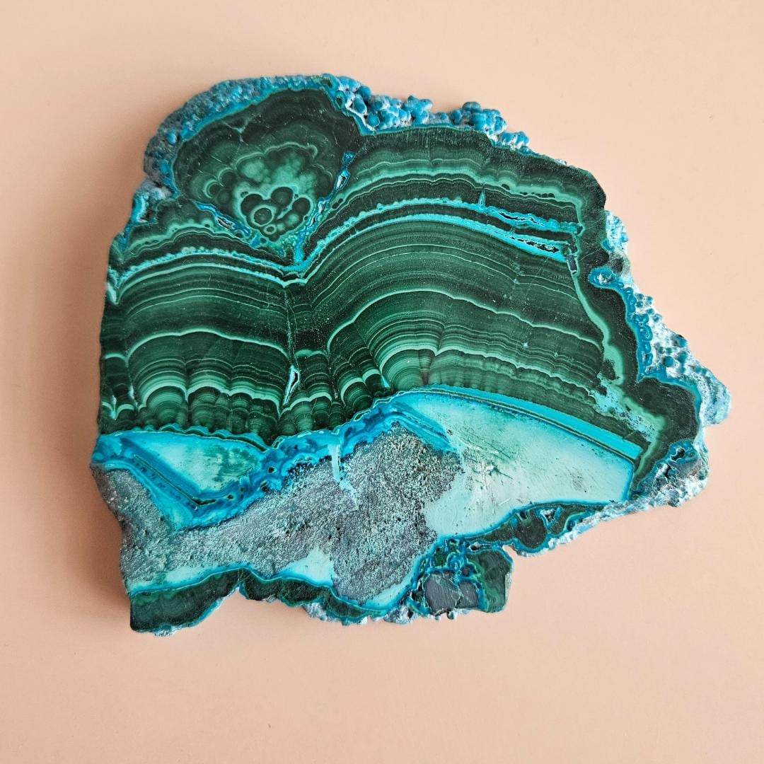 Malachite Chrysocolla Freeform crystal slab green Malacholla stone nat