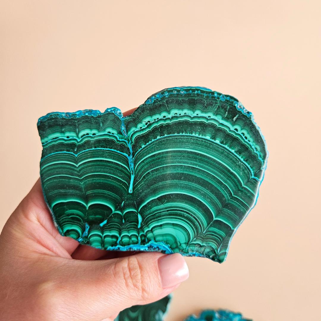 Malachite Chrysocolla Freeform crystal slab green Malacholla stone nat