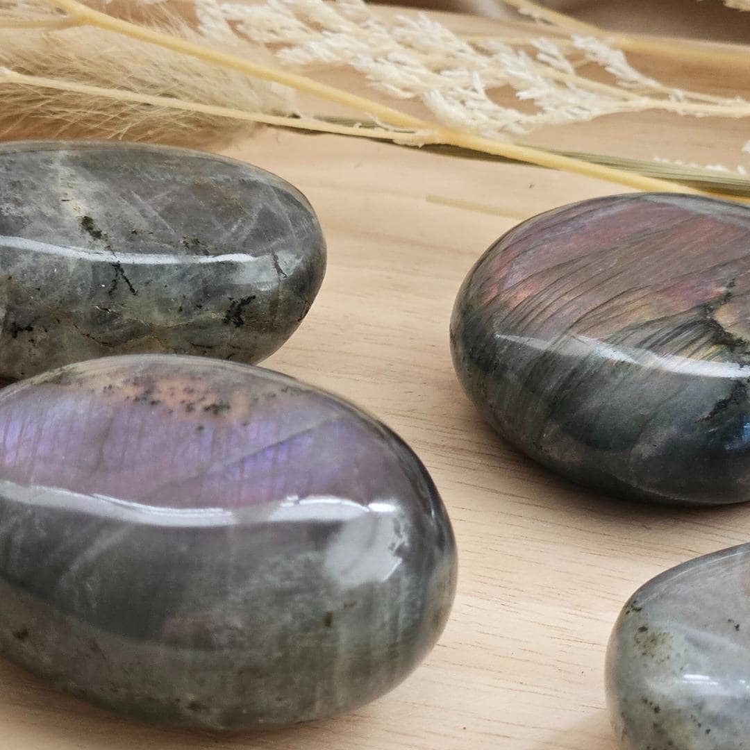Labradorite Palm Stone Gift for Her Blue Purple Flash Worry Stone Mind