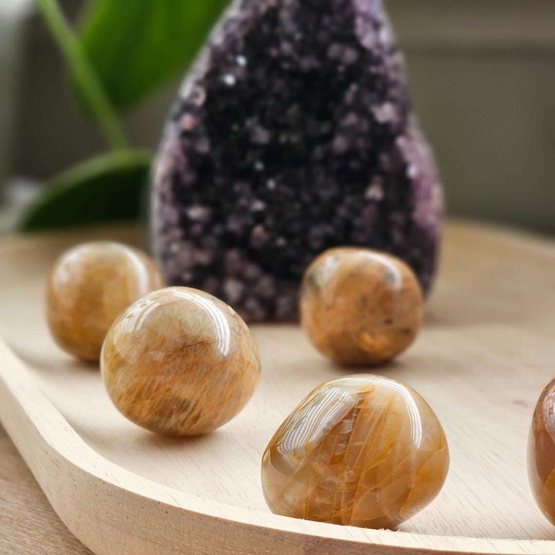 Peach Moonstone Crystal Natural Gemstone Meditation Stone Calm Energy 