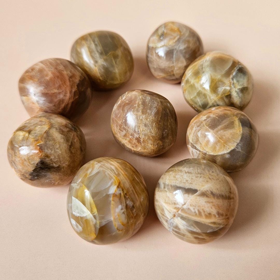 Peach Moonstone Crystal Natural Gemstone Meditation Stone Calm Energy 