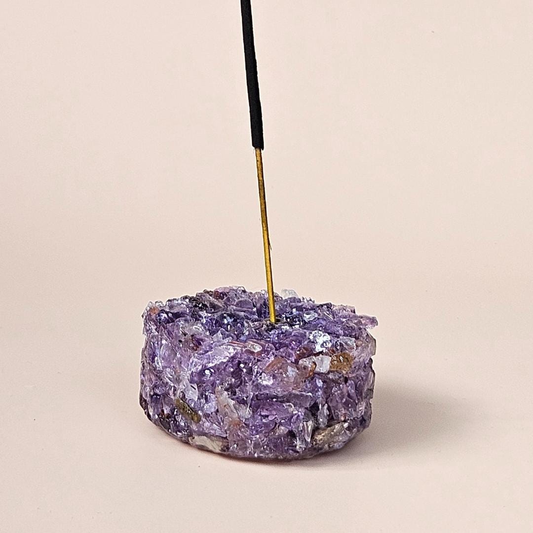 Crystal Incense Holder Amethyst Citrine Meditation Aromatherapy Gift D