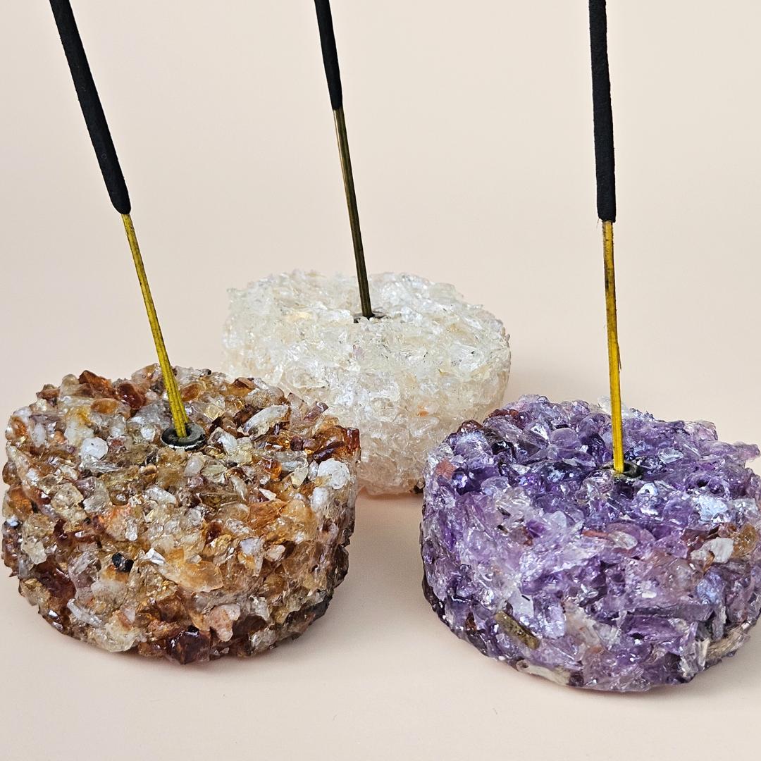 Crystal Incense Holder Amethyst Citrine Meditation Aromatherapy Gift D