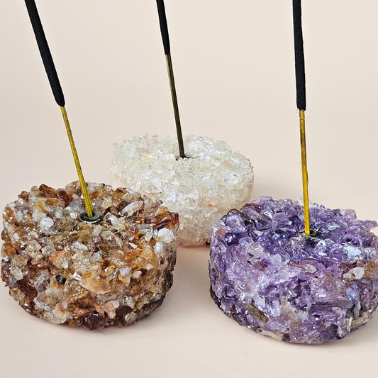 Crystal Incense Holder Amethyst Citrine Meditation Aromatherapy Gift D