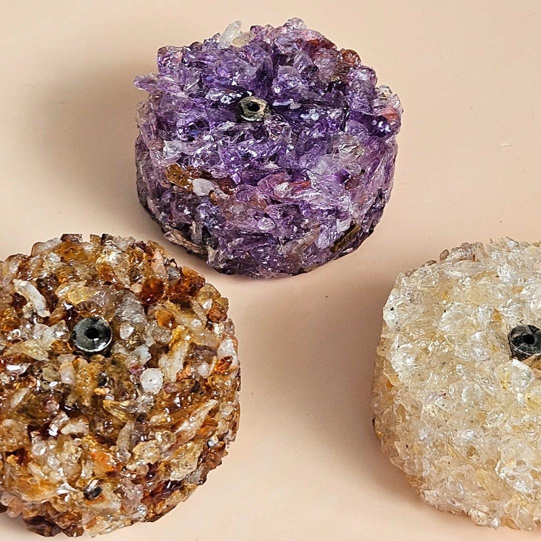 Crystal Incense Holder Amethyst Citrine Meditation Aromatherapy Gift D