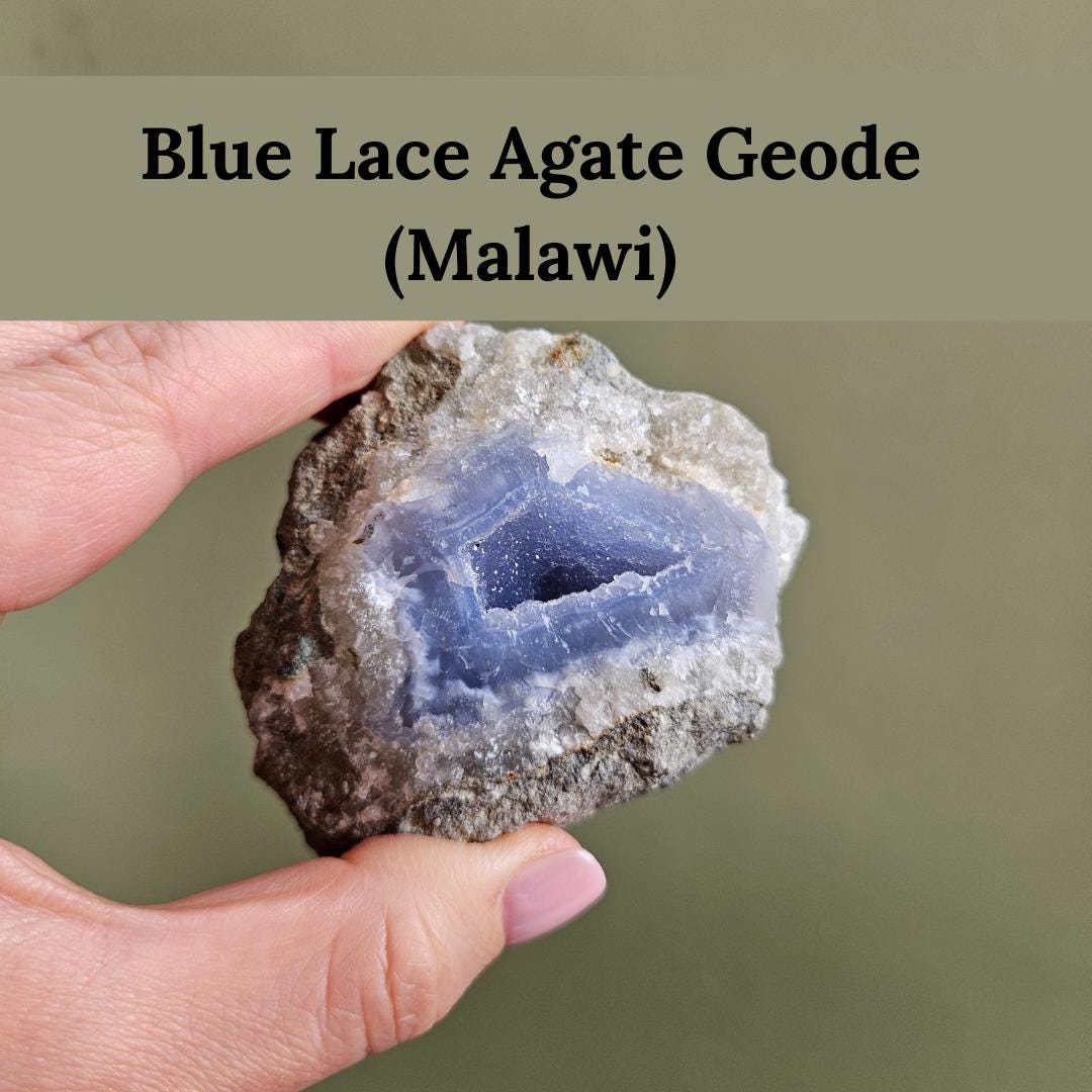 Blue Lace Agate Geode Natural Raw Slice Chalcedony Cluster Natural Spa