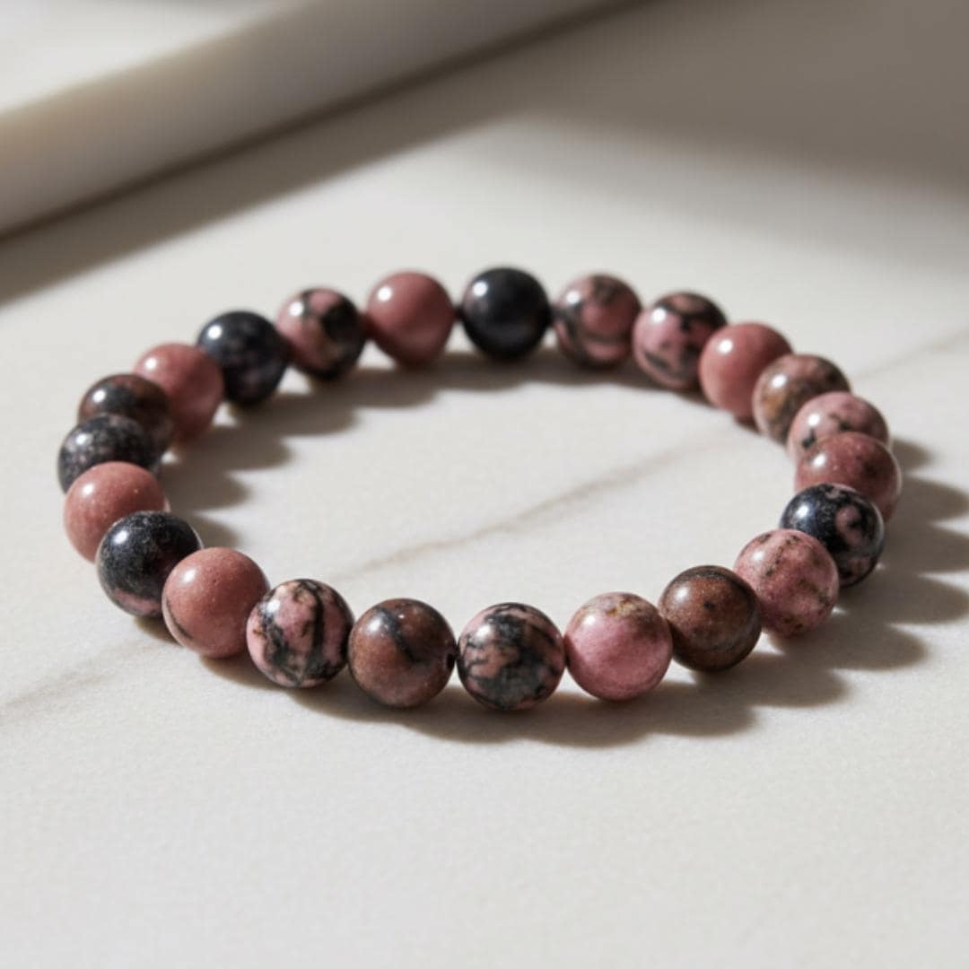 Rhodonite Bracelet 8mm Natural Crystal Bracelet Christmas Gift Self ca