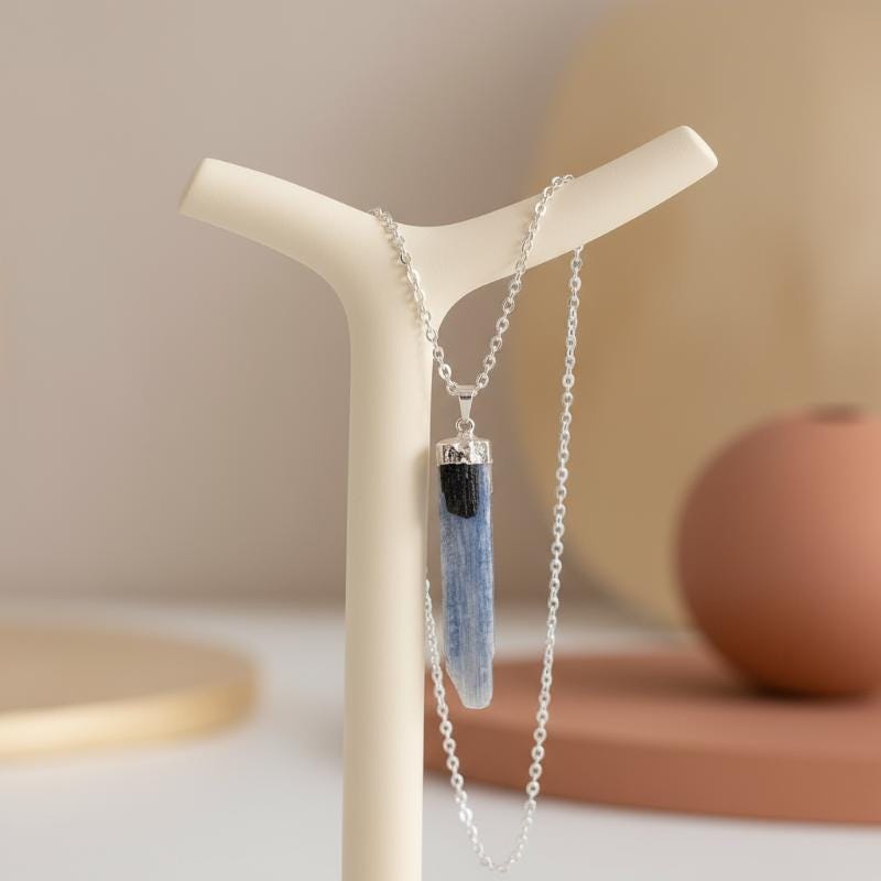 Kyanite black tourmaline natural stone necklace crystal jewelry gemsto