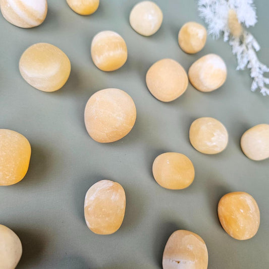 Orange Calcite Tumbled Stone Healing Crystal pocket crystal grid tumbl