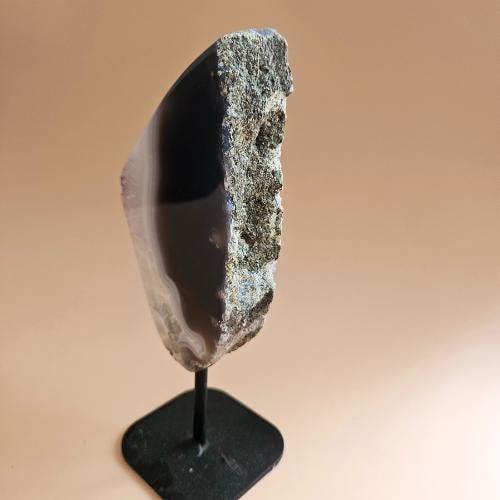 Agate geode slice banded with amethyst agate polished crystal specimen