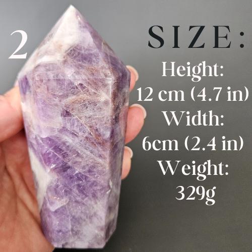 Amethyst Crystal Tower polished point purple stone shelf home décor st