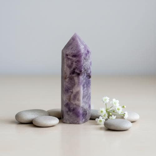 Amethyst Crystal Tower polished point purple stone shelf home décor st