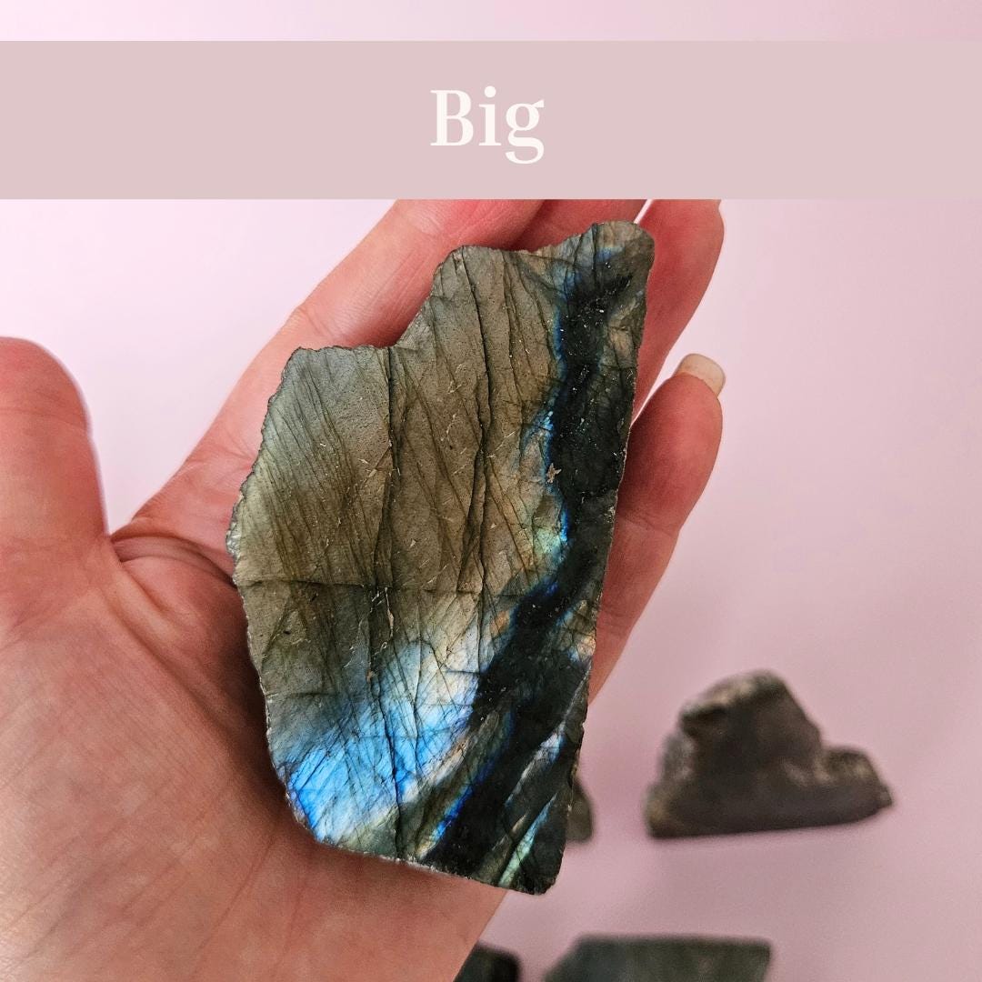 Labradorite slab blue gold flash polished raw decor stone high grade n