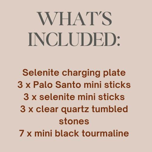 Selenite Hamsa charging Plate Protection Cleansing spiritual Gift Set 