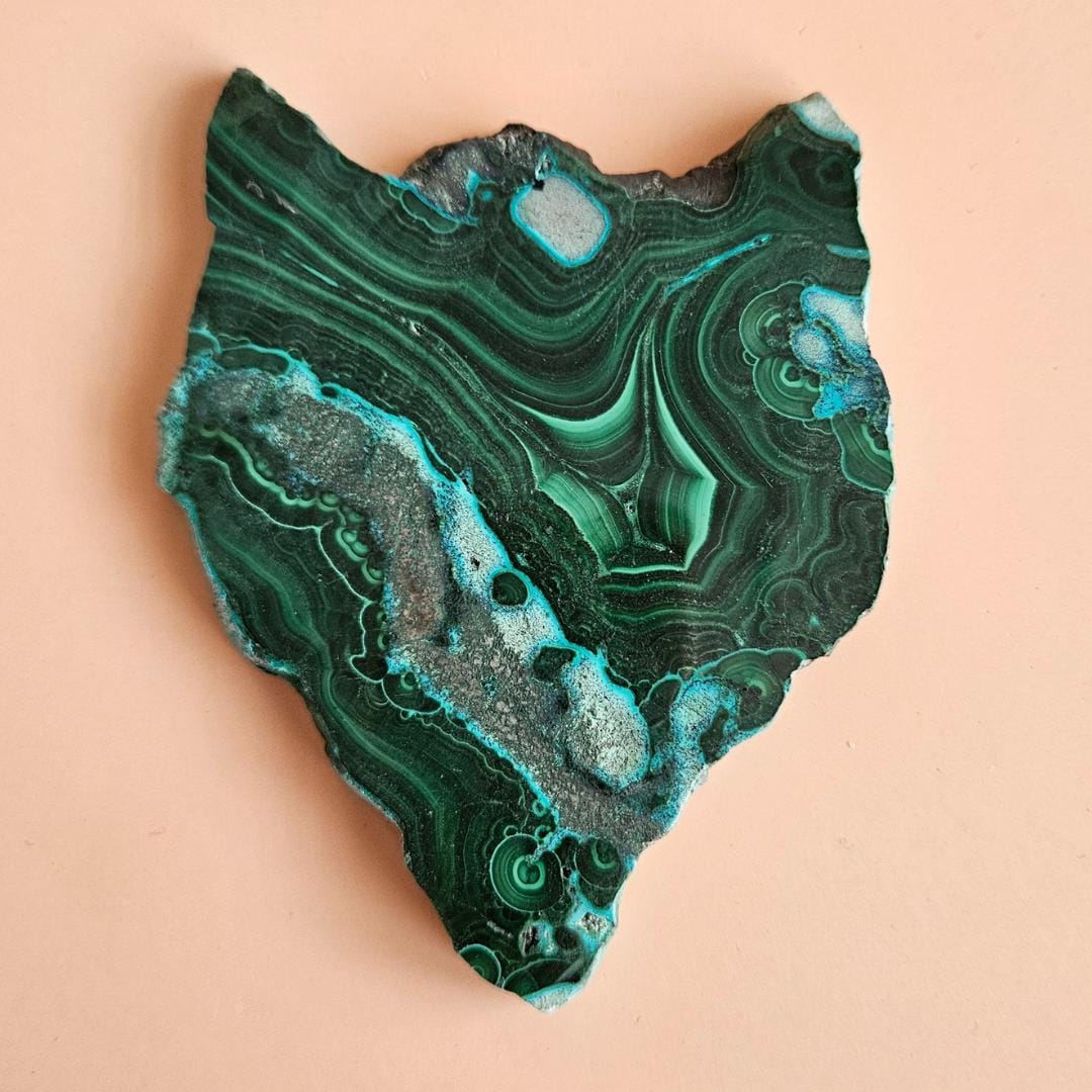 Malachite Chrysocolla Freeform crystal slab green Malacholla stone nat
