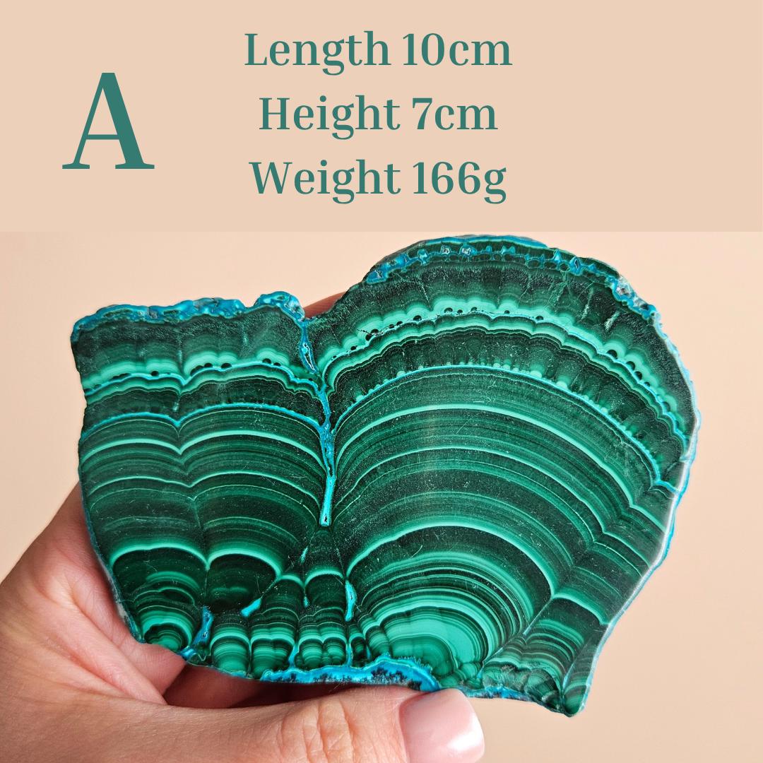 Malachite Chrysocolla Freeform crystal slab green Malacholla stone nat