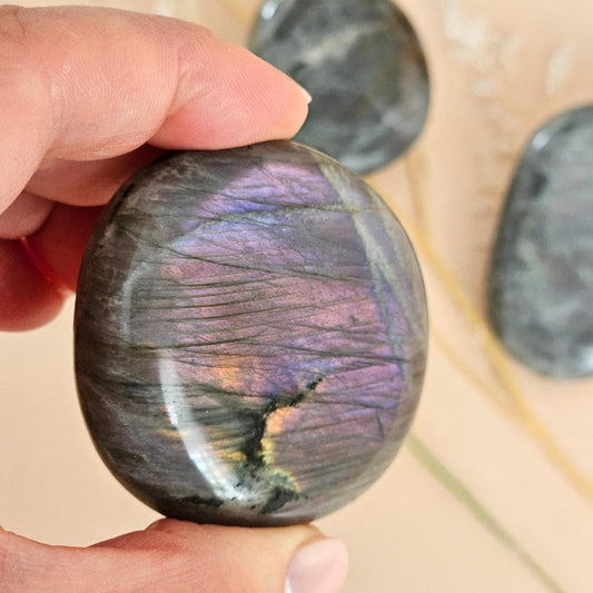 Labradorite Palm Stone Gift for Her Blue Purple Flash Worry Stone Mind