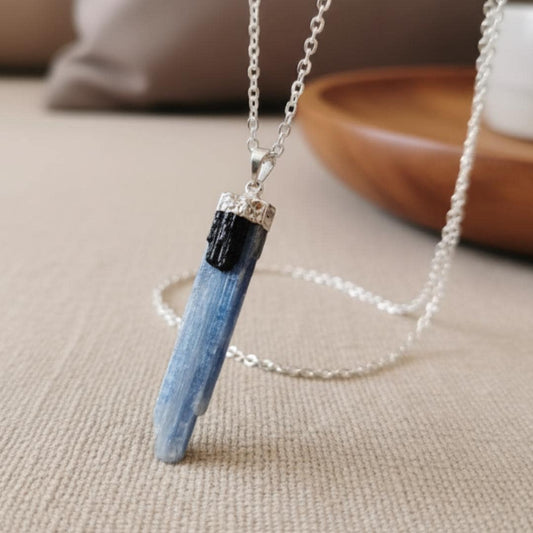 Kyanite black tourmaline natural stone necklace crystal jewelry gemsto