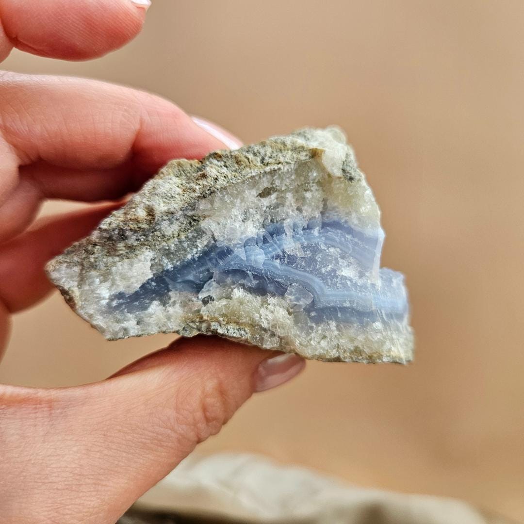 Blue Lace Agate Geode Natural Raw Slice Chalcedony Cluster Natural Spa