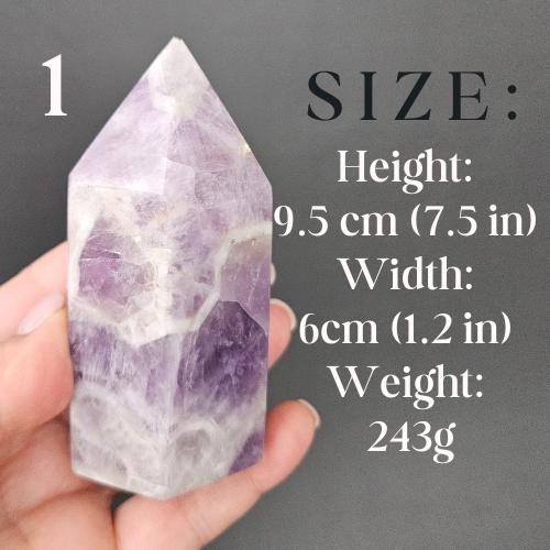 Amethyst Crystal Tower polished point purple stone shelf home décor st