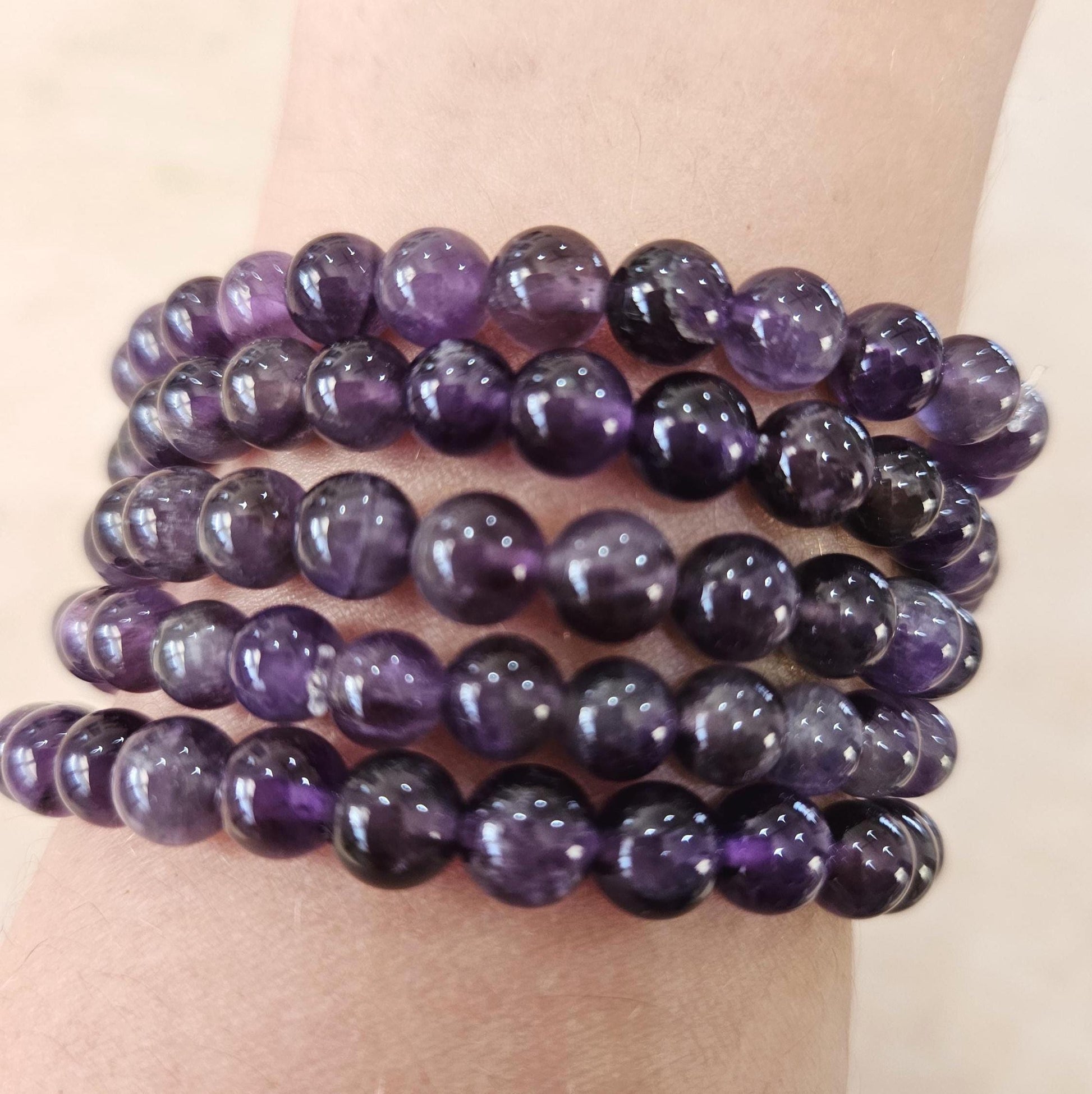 Amethyst Bead Bracelet 6mm Minimalist Jewellery Natural Gemstone Stret