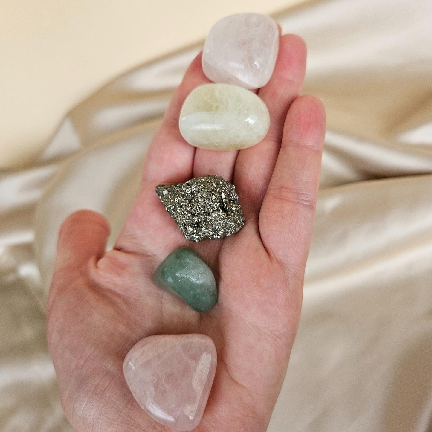 Manifestation Crystal Set Citrine Pyrite Clear Quartz Aventurine Rose 