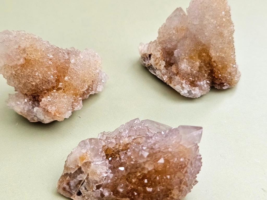 Golden White Spirit Quartz Cactus Quartz raw crystal cluster quartz po