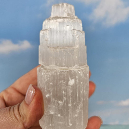 Satin Spar tower Selenite Crystal Natural Cleansing Crystal for Home D