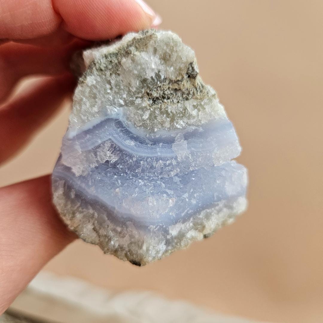 Blue Lace Agate Geode Natural Raw Slice Chalcedony Cluster Natural Spa