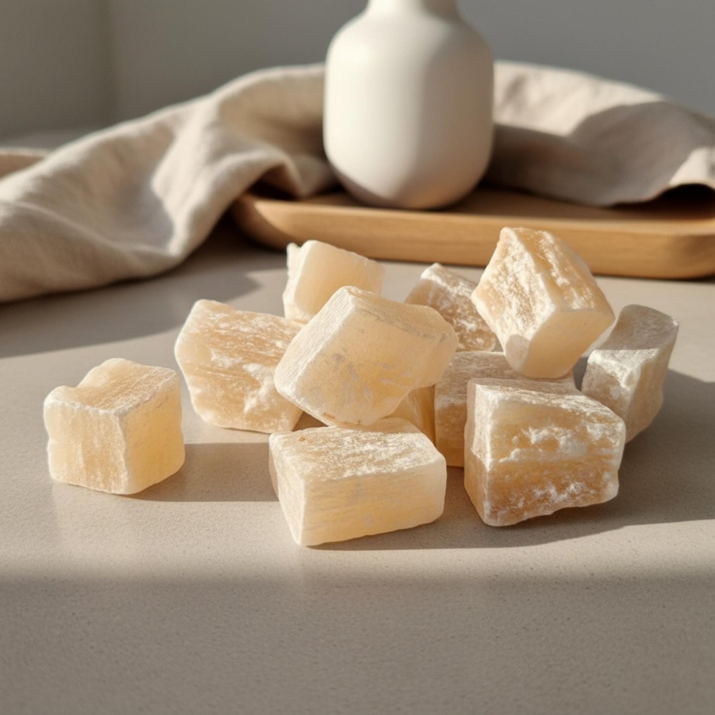 Peach Selenite Raw Orange Crystal Satin Spar Natural Cleansing Stone f