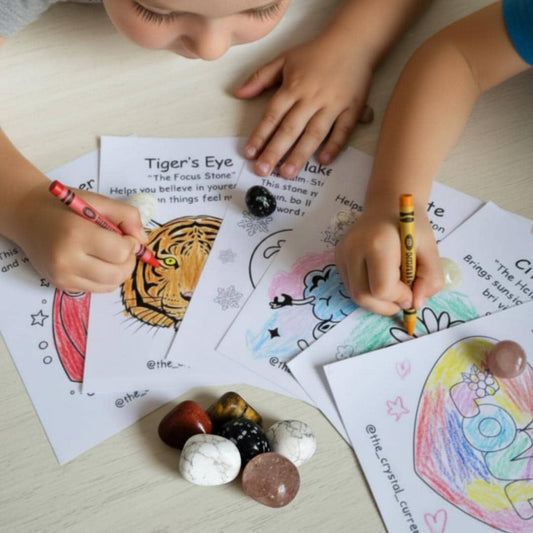 Kids Crystal Gift Set Tumbled Stones Colouring Pages Fun Creative Mind