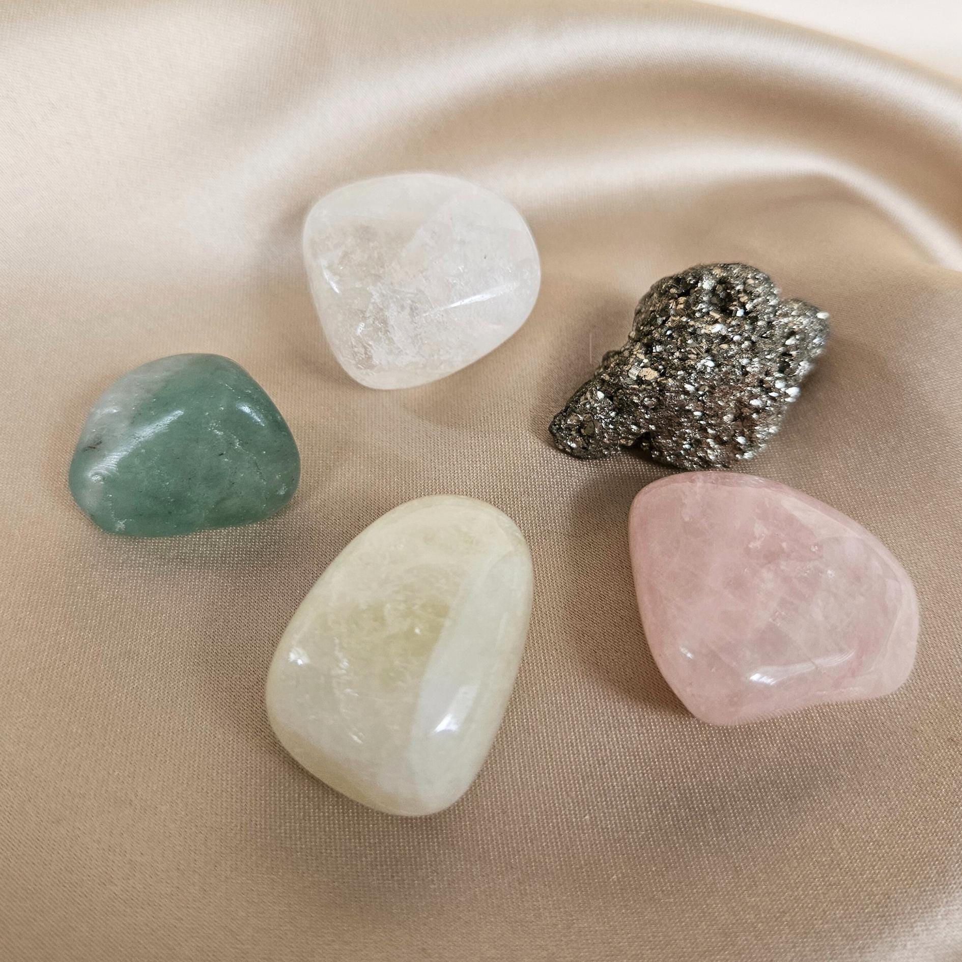 Manifestation Crystal Set Citrine Pyrite Clear Quartz Aventurine Rose 