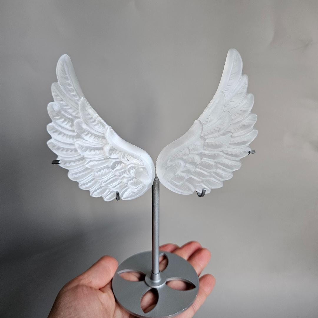 Satin Spar Angel Wings Crystal Display Selenite Stand Home Decor  Reik