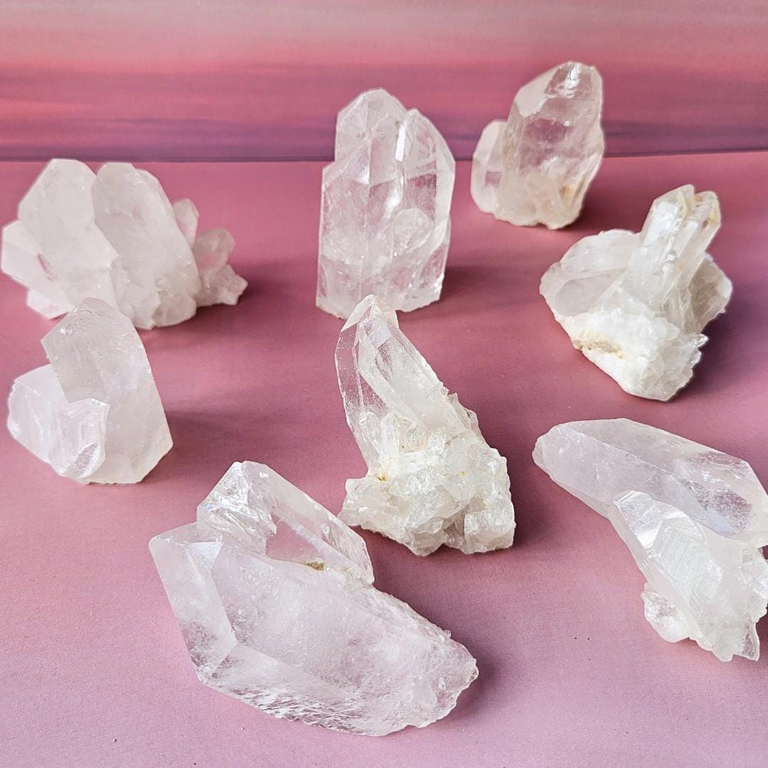 Clear Quartz Crystal Cluster Brazil Natural Crystal Decor Raw Quartz S