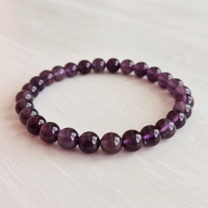 Amethyst Bead Bracelet 6mm Minimalist Jewellery Natural Gemstone Stret