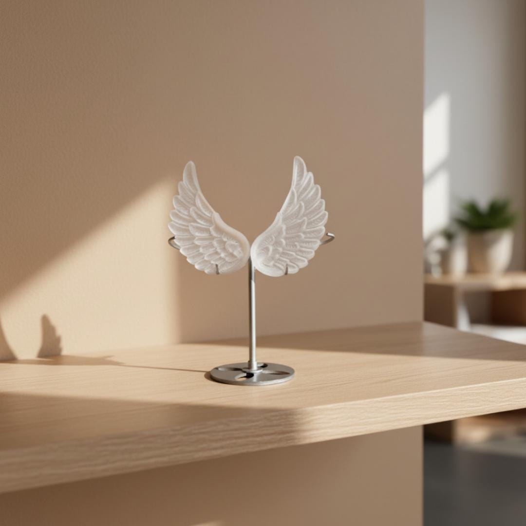 Satin Spar Angel Wings Crystal Display Selenite Stand Home Decor  Reik
