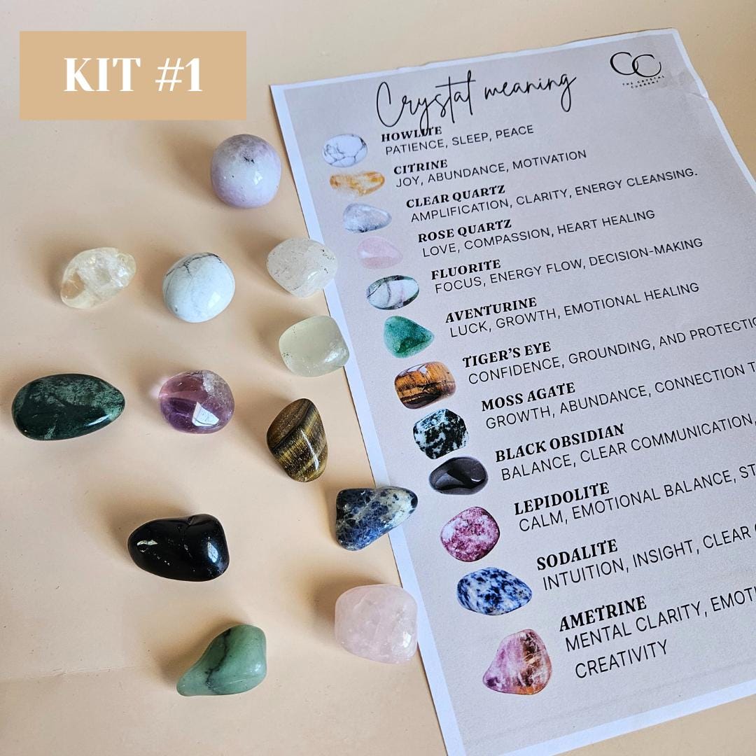 Beginner Crystal Kit Tumbled Stones Crystal Starter Kit Kids Bulk Tumb