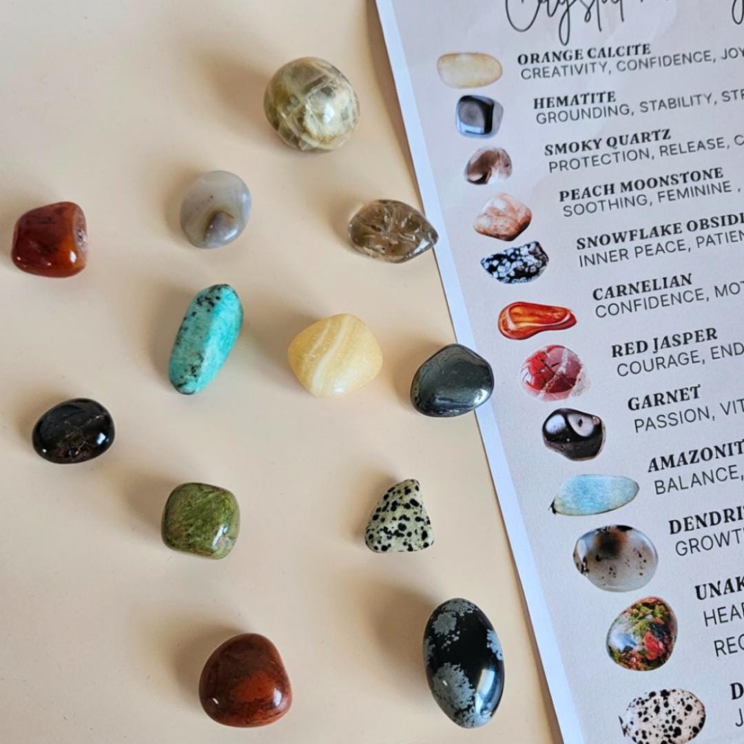 Beginner Crystal Kit Tumbled Stones Crystal Starter Kit Kids Bulk Tumb