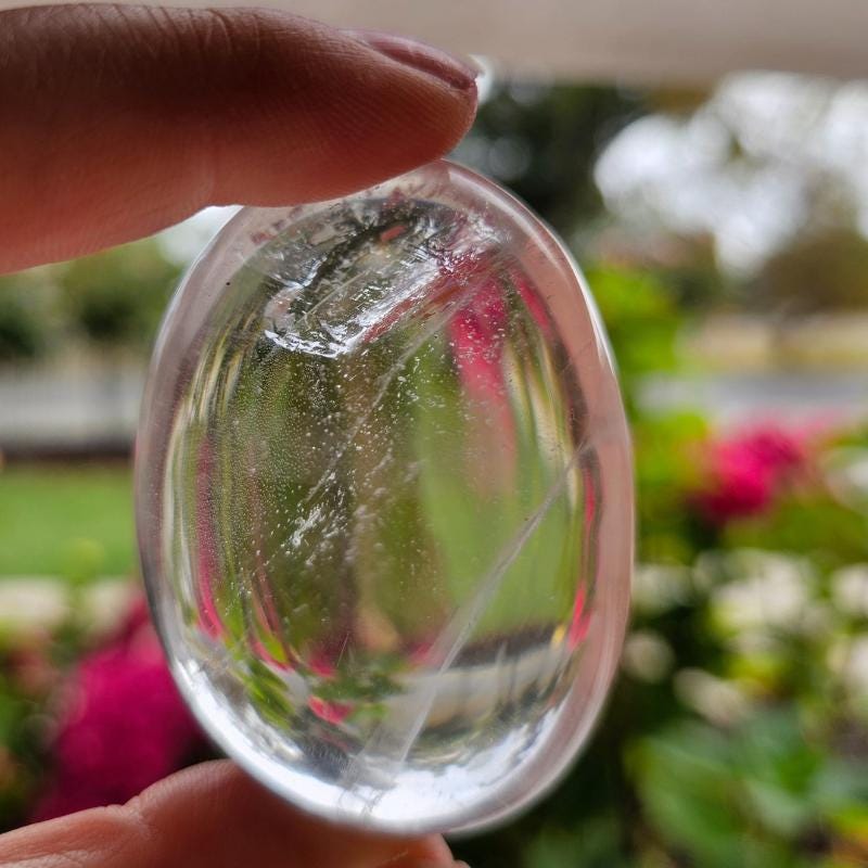 Clear quartz palmstone natural crystal worry stone polished meditation