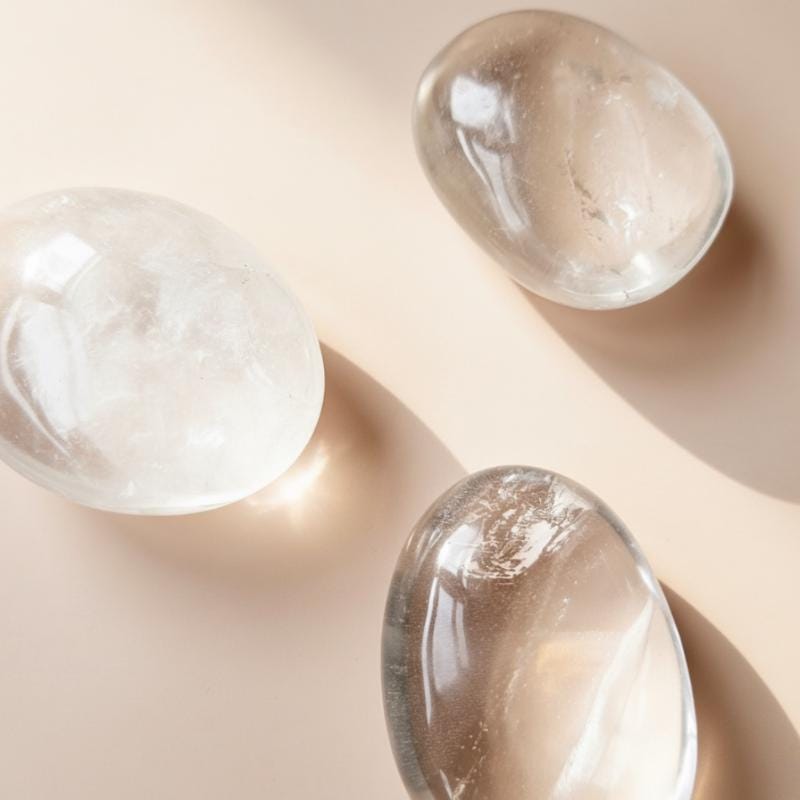 Clear quartz palmstone natural crystal worry stone polished meditation
