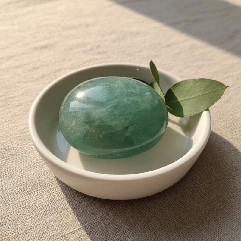 Green fluorite palmstone polished natural crystal 6cm calming pocket s