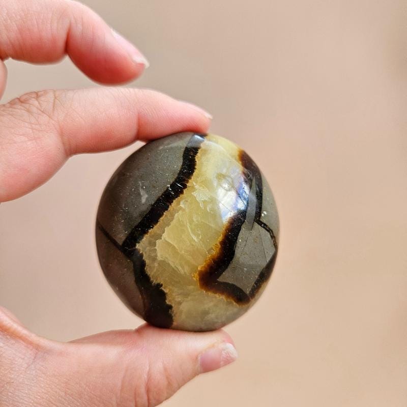 Septarian palm stone polished natural crystal dragon stone worry cryst