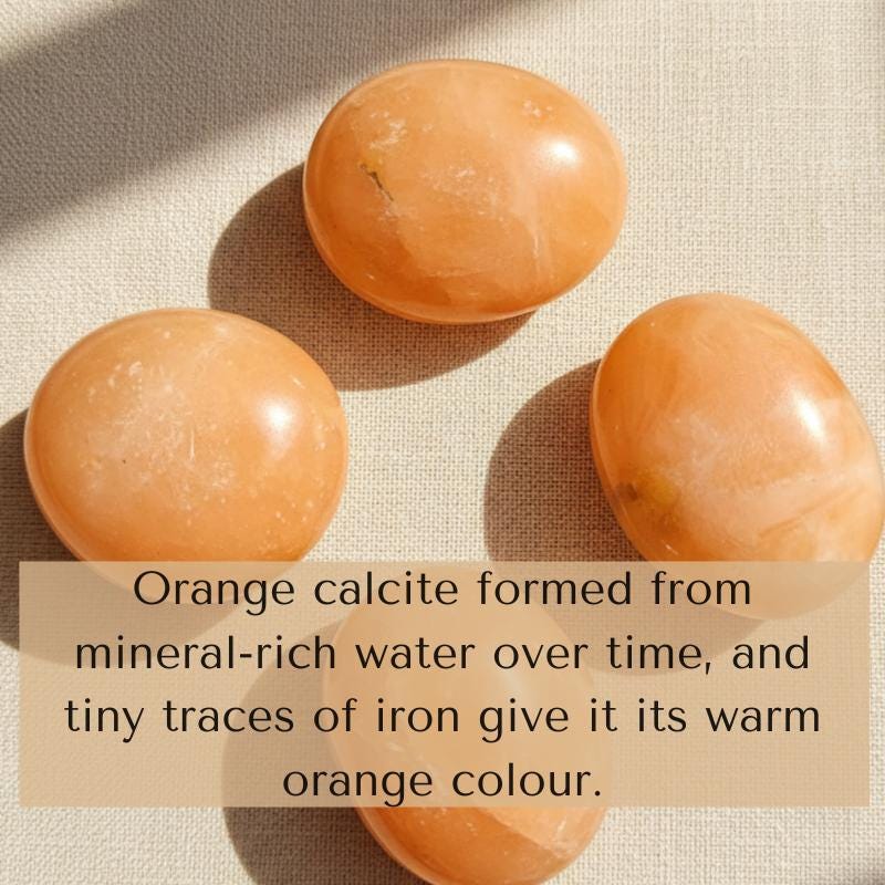 Orange Calcite Palm Stone from Madagascar High Vibe Joy